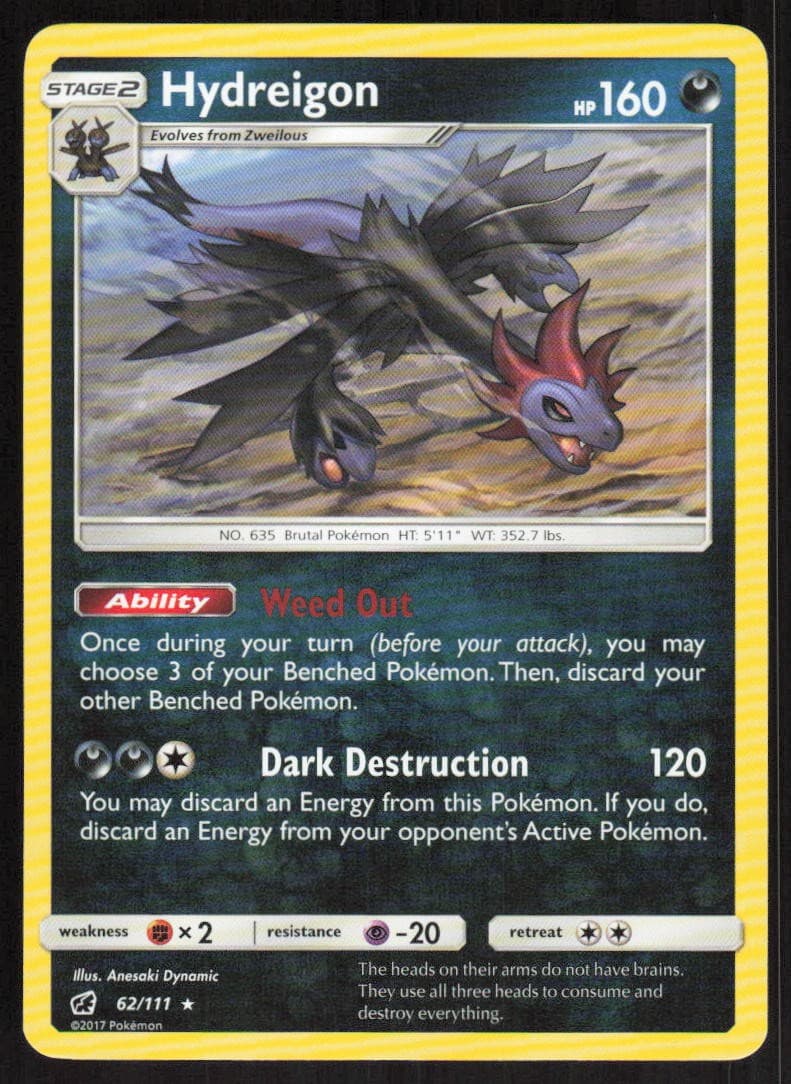 Pokemon Hydreigon Rare 62/111 SM - Crimson Invasion LP