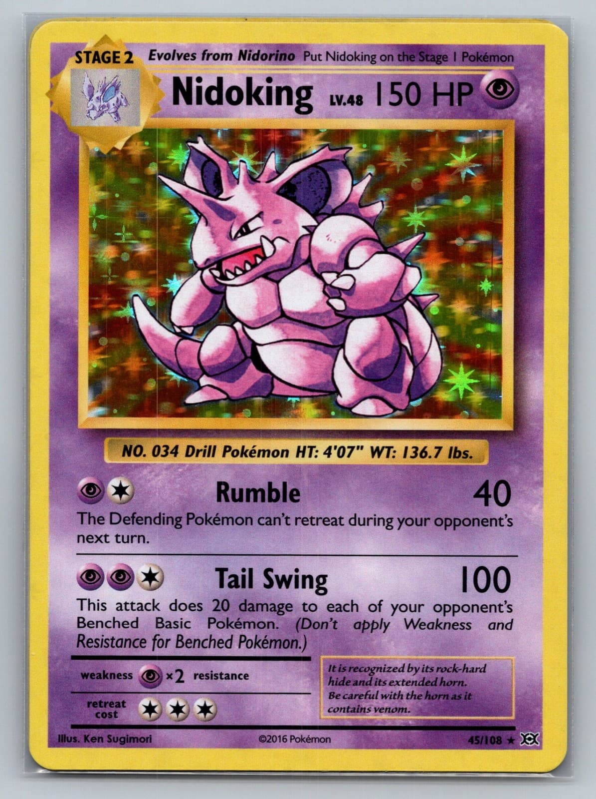 Nidoking Holofoil Pokemon Holo Rare [XY - Evolutions 45/108] Lightly Played