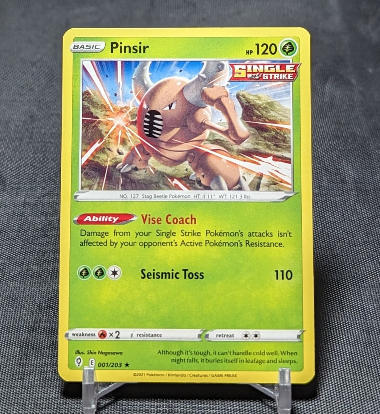Pinsir Single Strike Regular Rare Grass EVOLVING SKIES Pokemon TCG Card 001/203