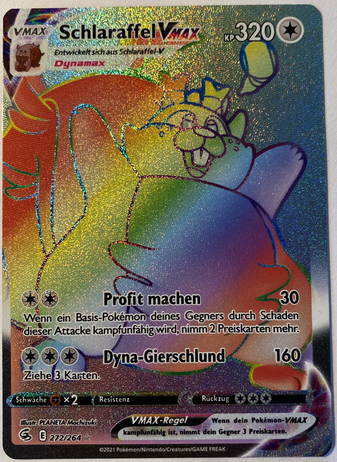 Pokemon Schlaraffel VMAX Deutsch 272/264 Fusionsangriff Rainbow Near Mint