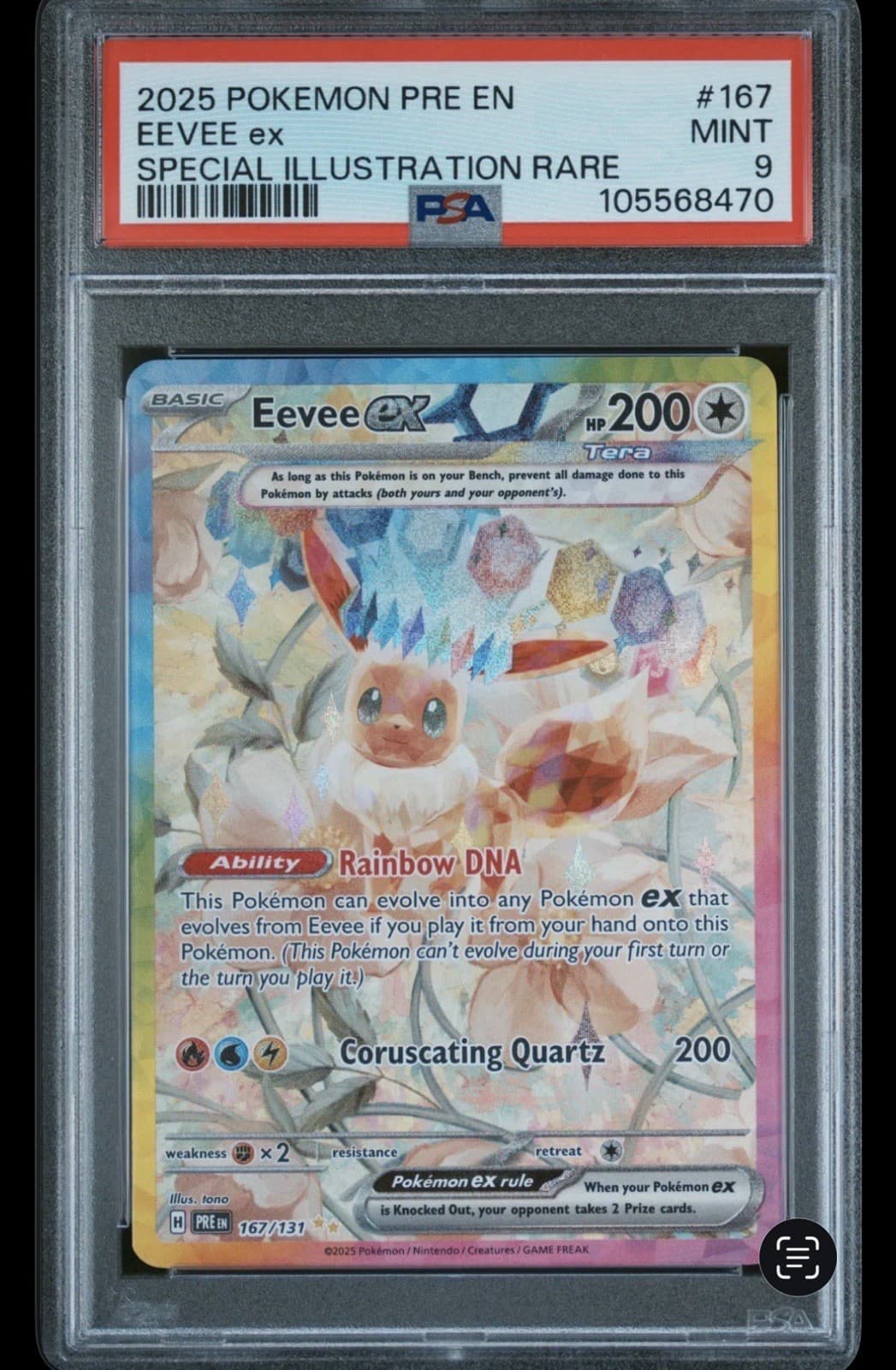 Pokemon TCG 2025 Eevee ex 167/131 Prismatic Evolutions SIR Holo PSA 9 EN
