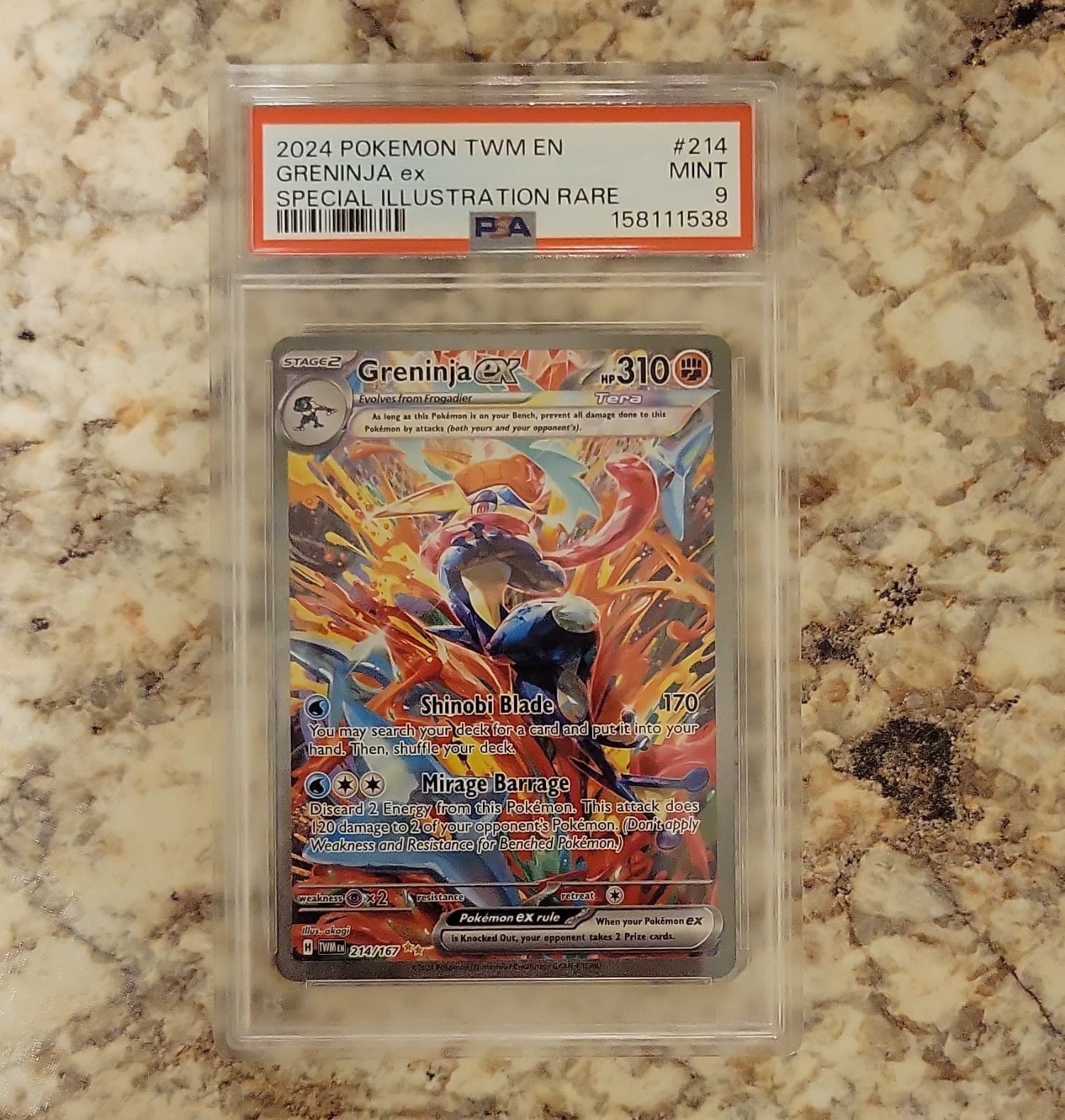 Pokemon TCG Greninja ex 214/167 Twilight Masquerade SIR Holo PSA 9 ENG 2024