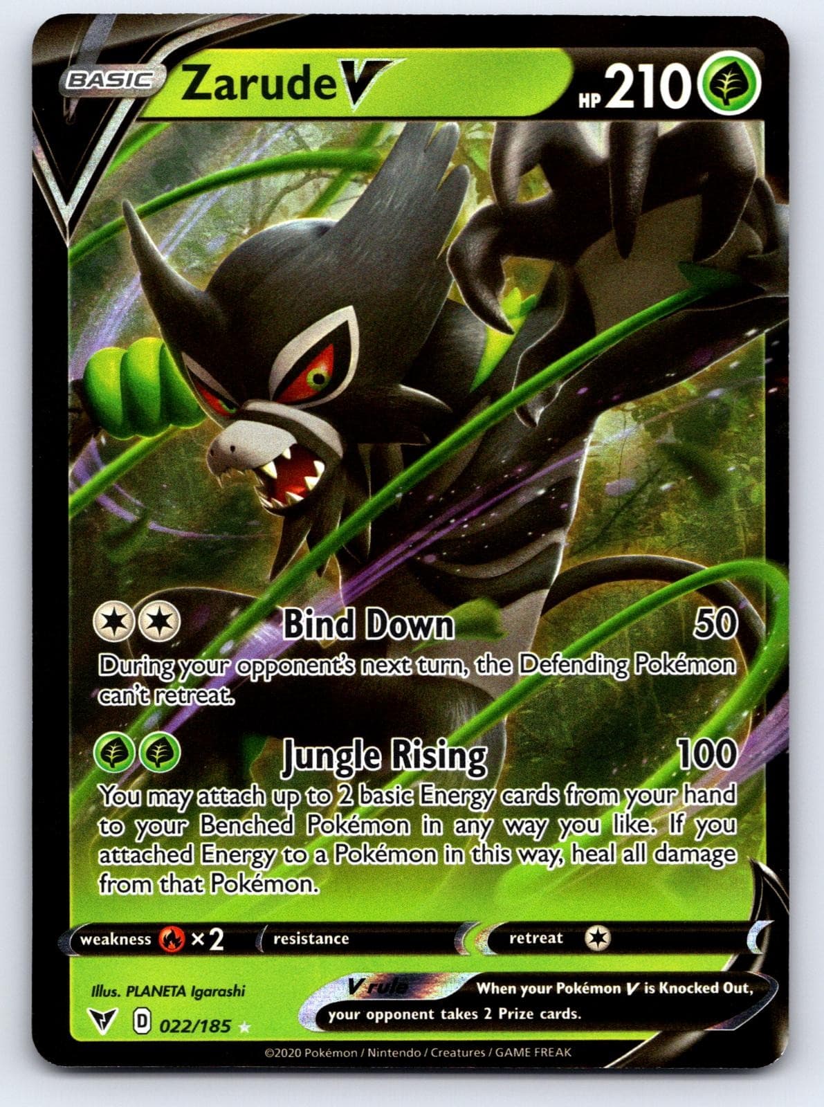 Zarude V 022/185 Holo Ultra Rare Vivid Voltage Pokemon Near Mint