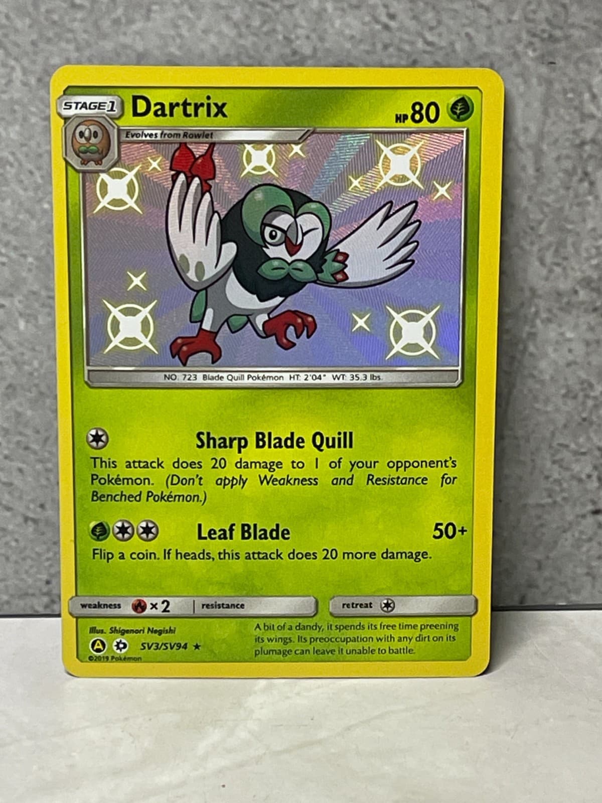 Pokemon Hidden Fates Shiny Vault HOLO Dartrix sv3/sv94 (invB)