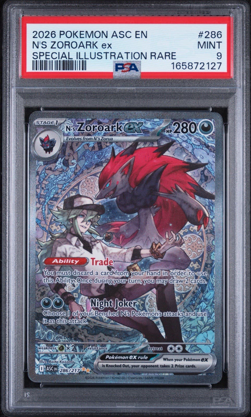 PSA 9 N's Zoroark ex SIR Holo #286/217 Me: Ascended Heroes English 2026