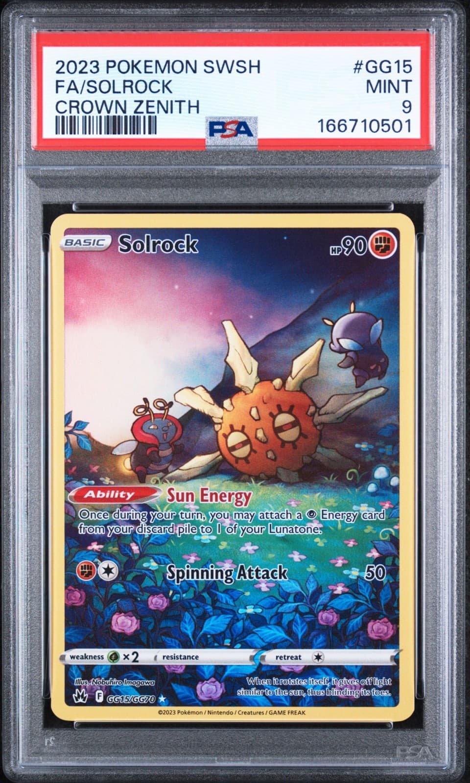2023 POKEMON SWORD & SHIELD CROWN ZENITH #GG15 FULL ART/SOLROCK PSA 9