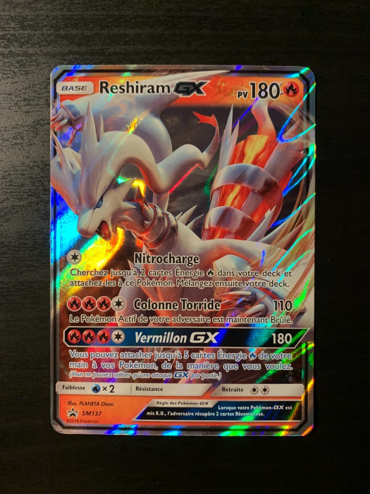 Carte Pokémon Reshiram GX Promo SM137 Soleil & Lune Français NEUF