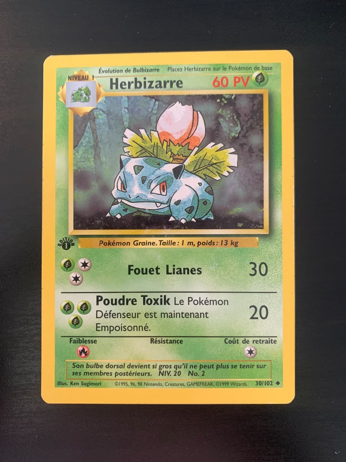 Carte Pokémon : Herbizarre 30/102 Edition 1 Set de Base Wizards Française