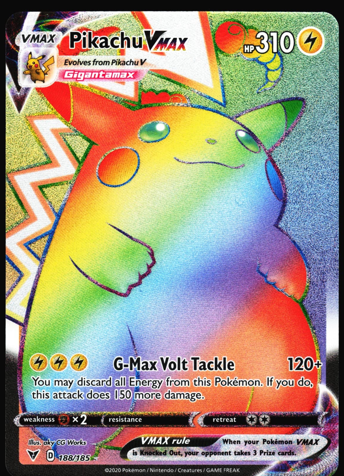 Pokemon Card- Pikachu VMAX (Secret) SWSH04: Vivid Voltage #188/185
