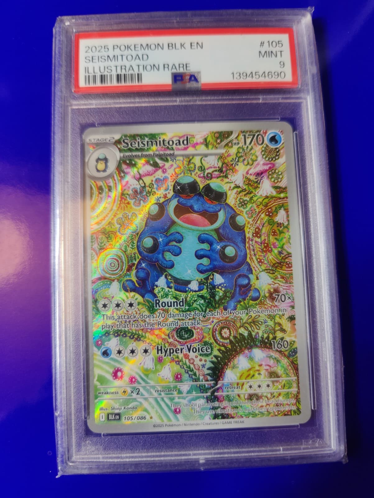 Seismitoad 105/086 Sv: Black Bolt Illustration Rare Holo PSA 9 English 2025
