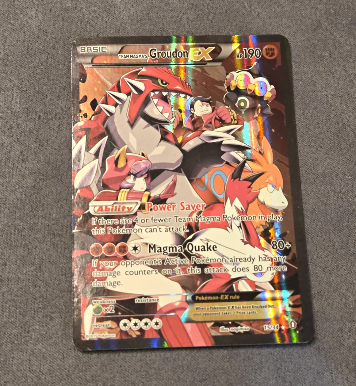 Pokemon Team Magma's Groudon EX 15/34 Double Crisis 2015 Holo Full Art EN