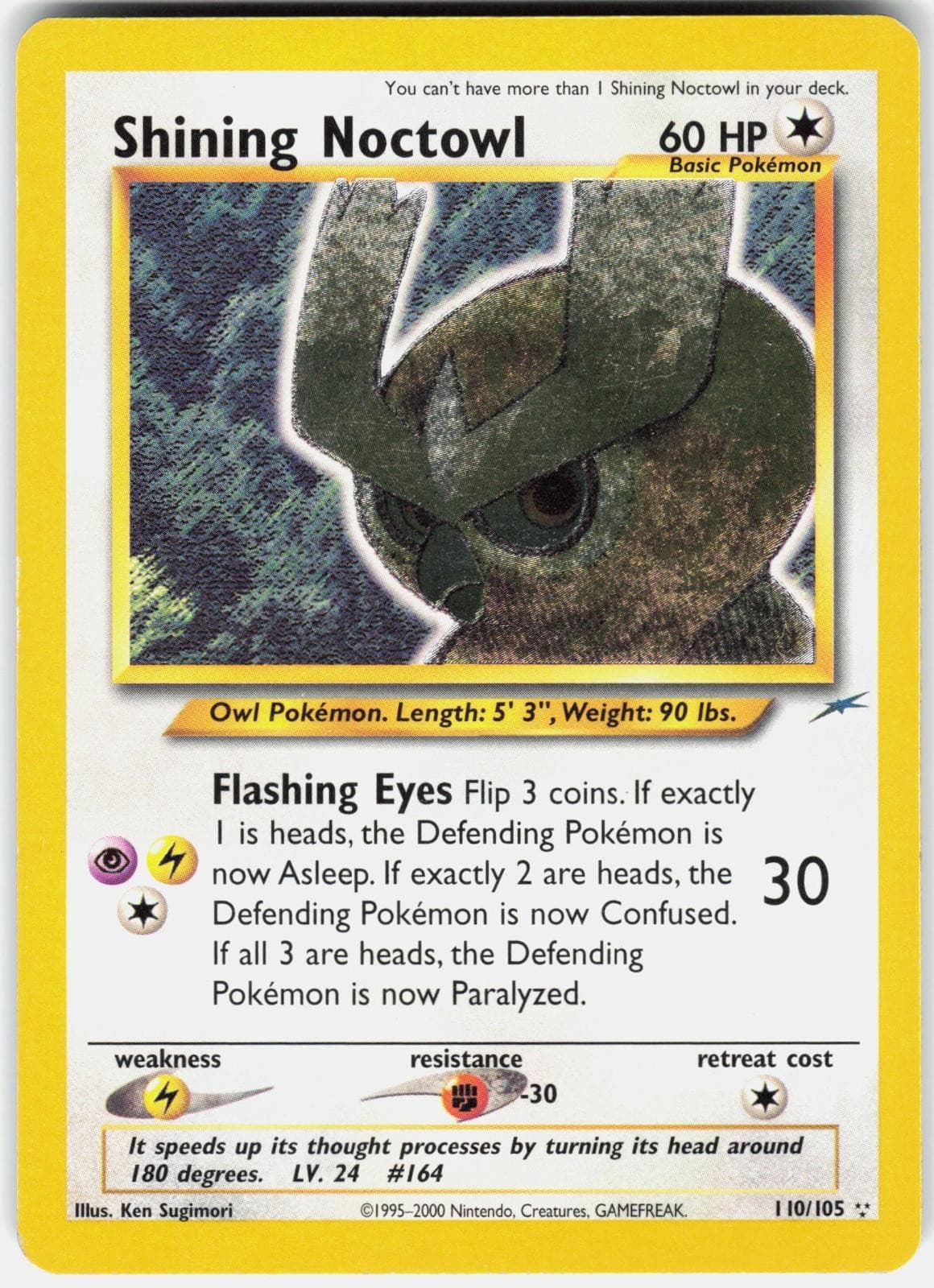 Pokemon Shining Noctowl 110/105 Neo Destiny Pokemon Unlimited Holo LP