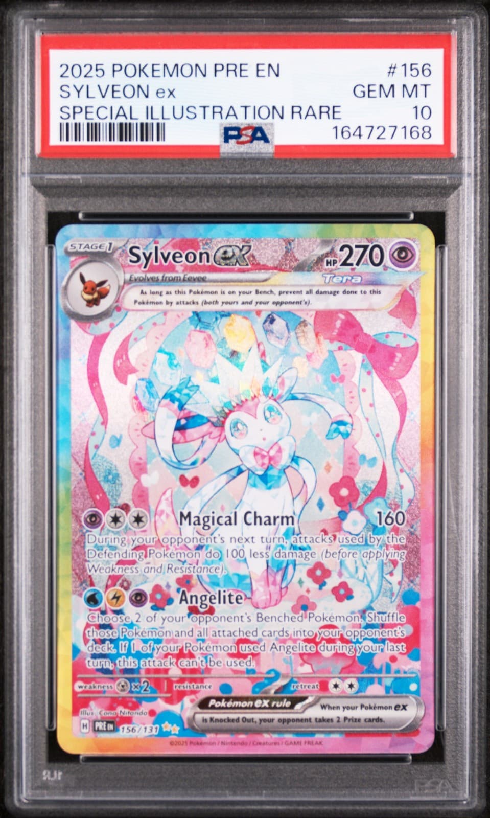2025 Pokemon Pre En-Prismatic Evolutions #156 Sylveon Ex Full Art PSA10