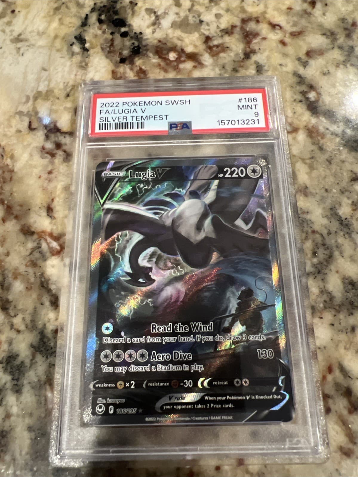 2022 Pokemon SWSH Silver Tempest Lugia V #186/195 PSA 9