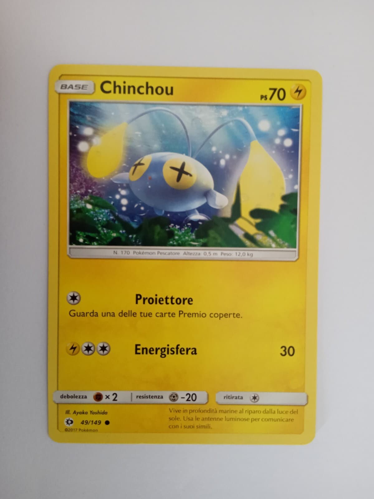 POKEMON SOLE E LUNA 2017 CHINCHOU n 49/149 OTTIMA