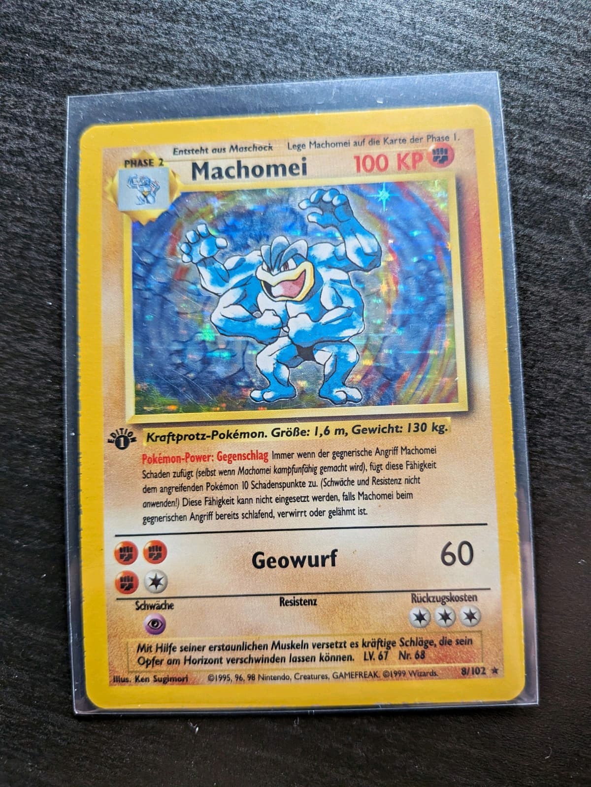 Wizards Pokémon TCG Machomei Holo 8/102 Basis-Set Deutsch Rare Holo 100 KP 1999
