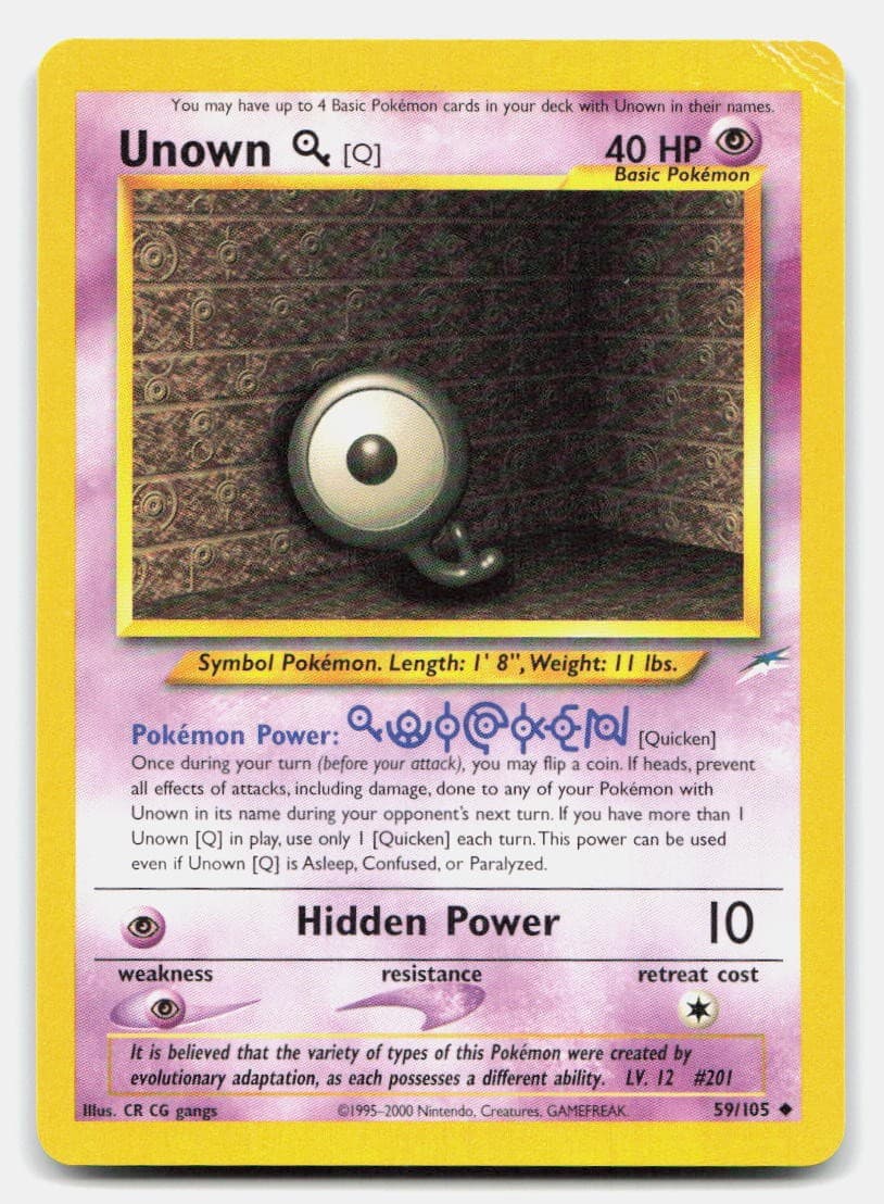 Unown [Q] 59/105 Uncommon Neo Destiny Pokemon Unlimited MP