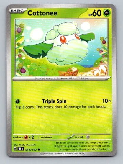 2024 Pokemon Card Temporal Forces Cottonee 14/162
