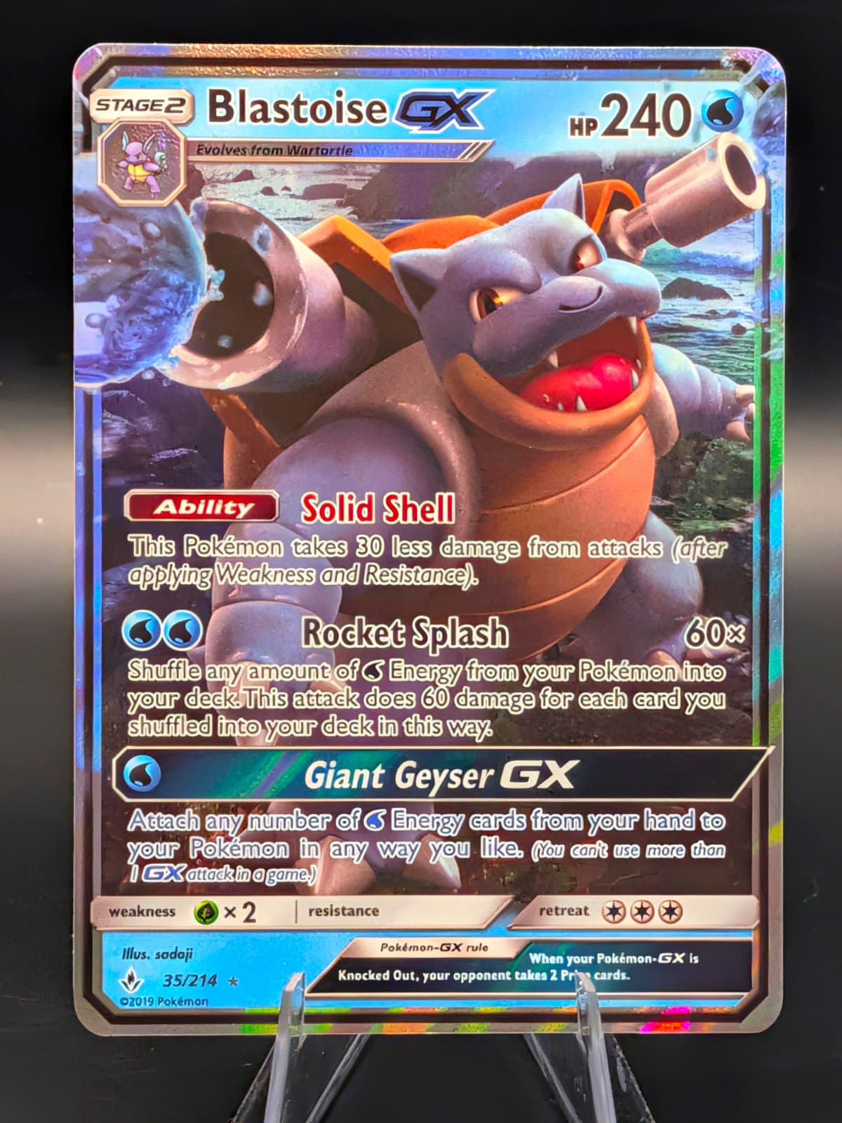 Pokemon TCG Blastoise GX 35/214 Unbroken Bonds Holo Ultra Rare 240 HP Eng