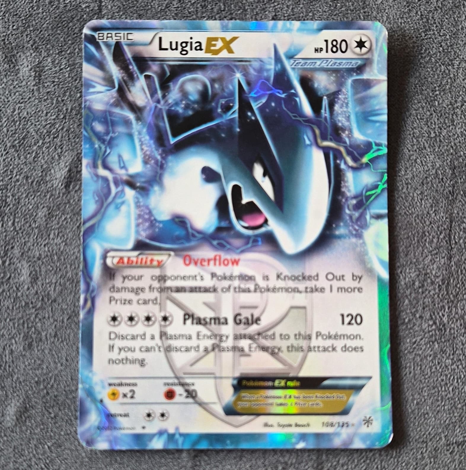 Pokemon Card - Lugia EX 108/135 Plasma Storm (Team Plasma) Heavily Played Cond.