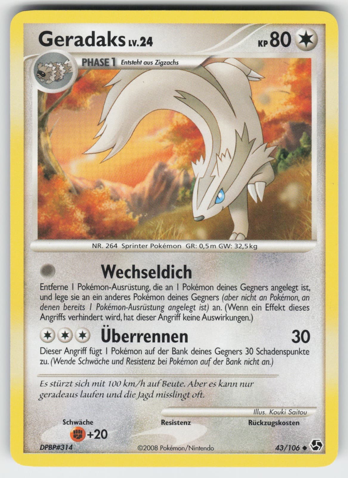 Pokémon Geradaks 43/106 DE Uncommon Epische Begegnungen 2008