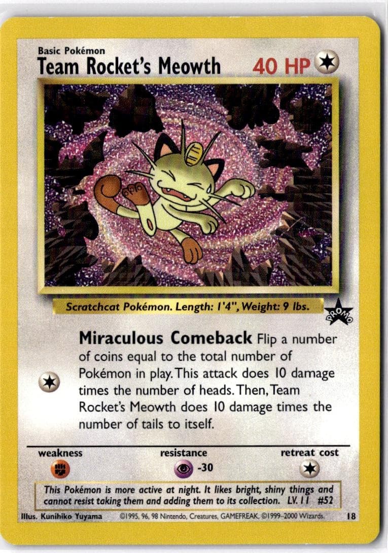 Team Rocket's Meowth 18 P Wizards Black Star Promos Pokemon