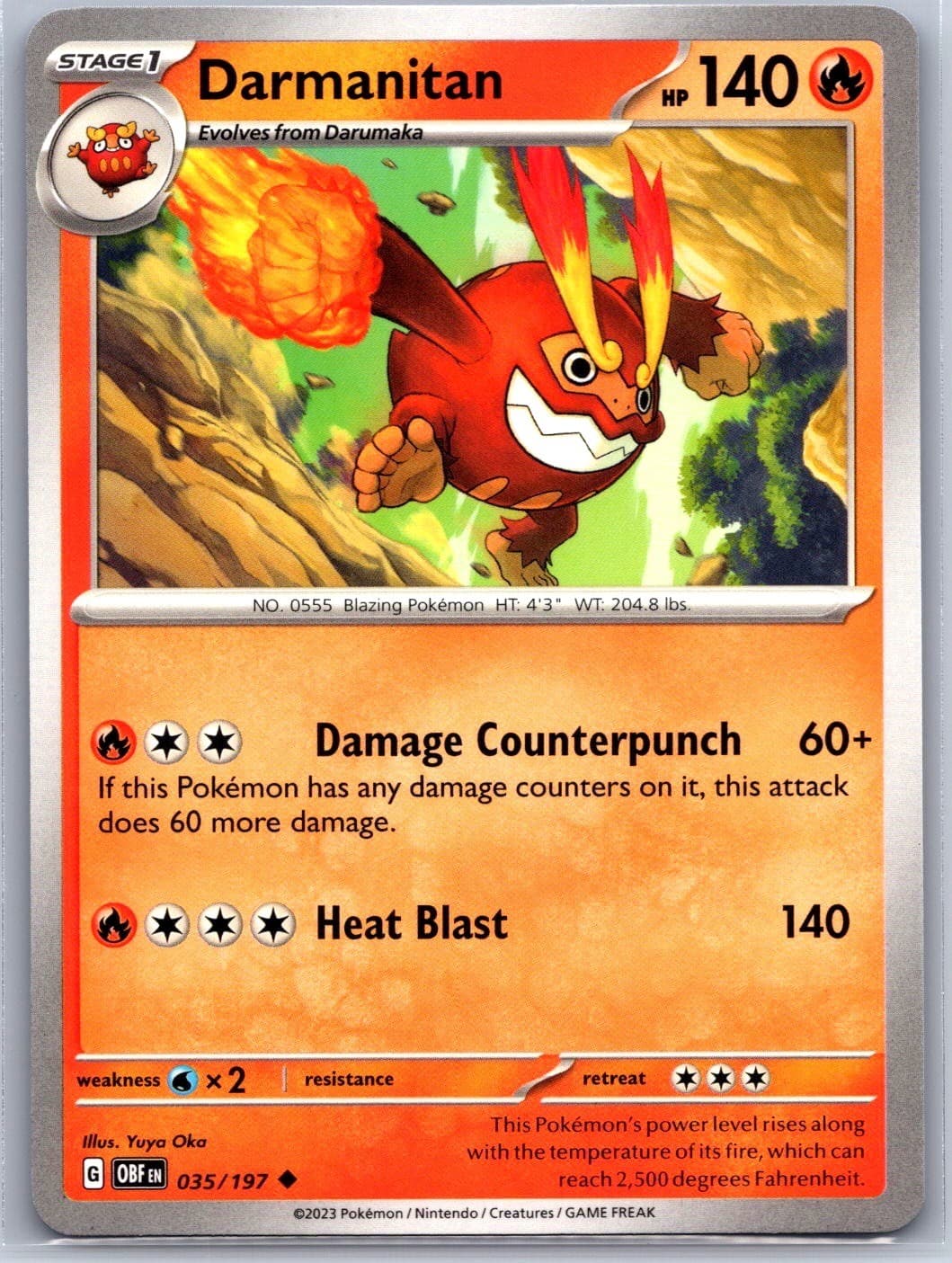 Darmanitan 035/197 Uncommon Obsidian Flames Pokemon Near Mint