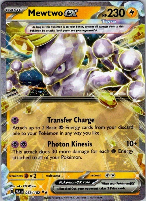 Mewtwo ex 058/182 Double Rare Paradox Rift Pokemon Holo Near Mint