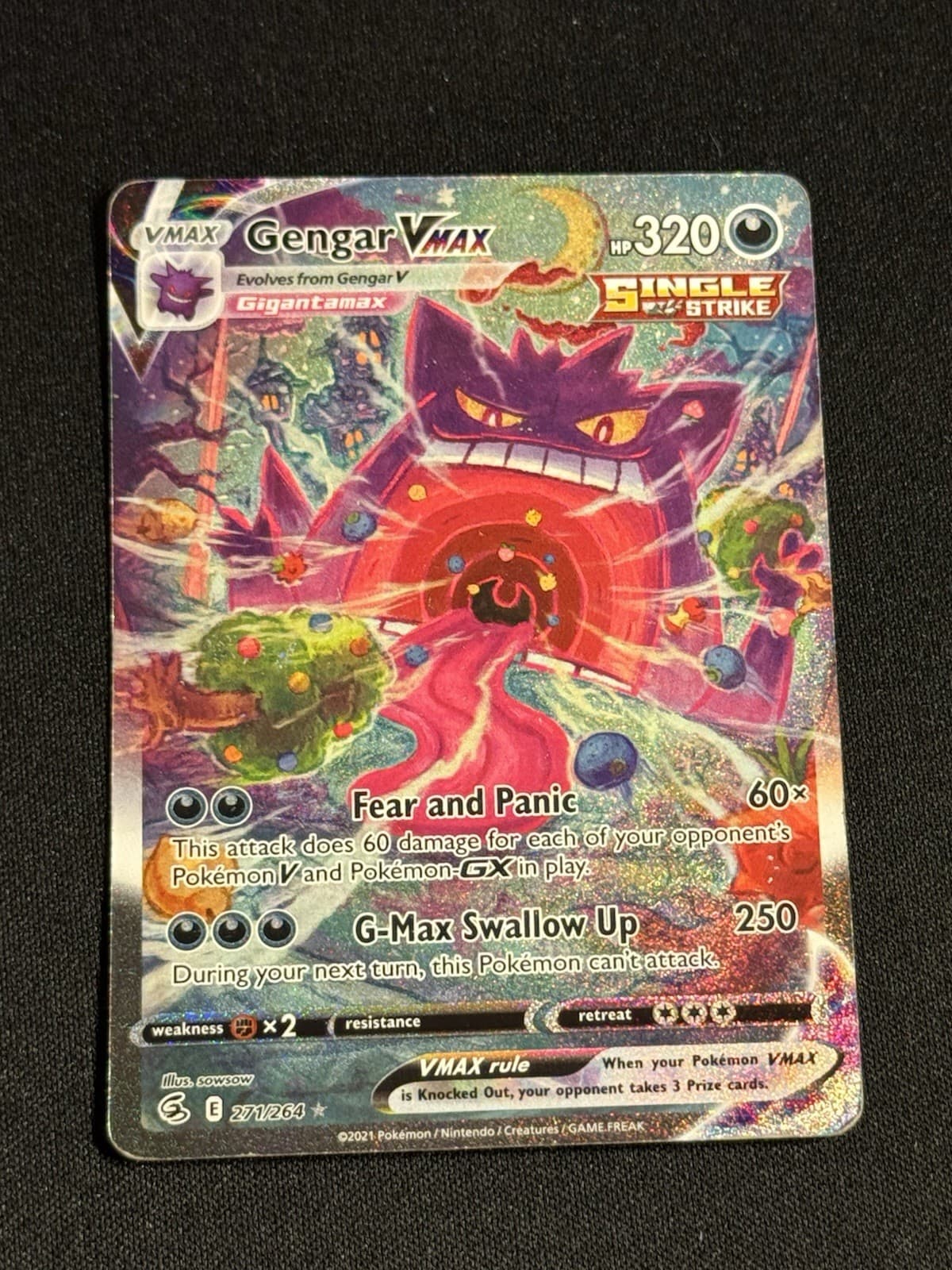 Gengar VMAX (Alternate Art Secret) 271/264 Swsh08: Fusion Strike Holo