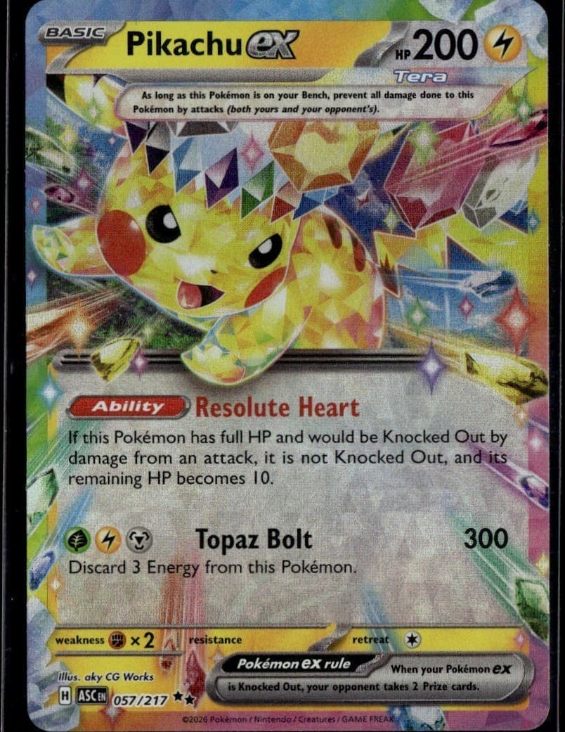 Pikachu ex 057/217 Double Rare Ascended Heroes Pokemon Holo Near Mint