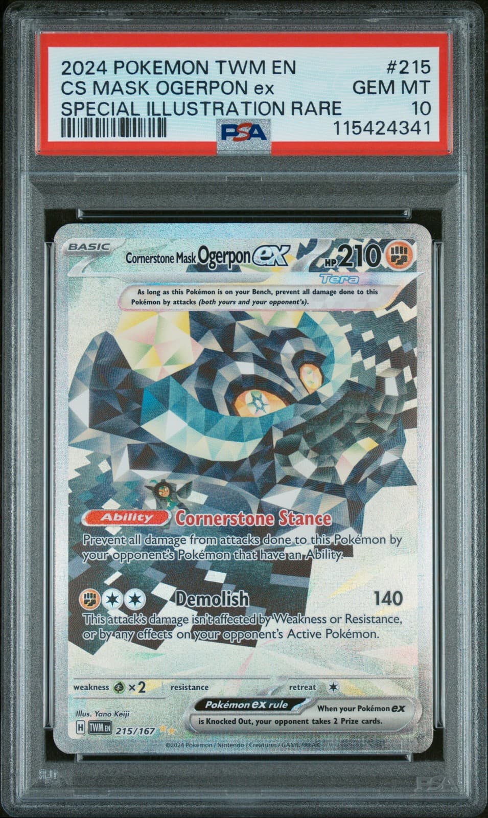 Cornerstone Mask Ogerpon EX 215/167 Special Illustration Rare Pokemon PSA 10