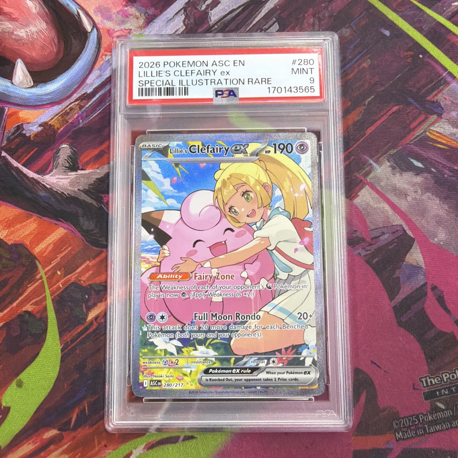 Pokémon TCG Lillie's Clefairy ex Me: Ascended Heroes 280/217 SIR Holo PSA 9