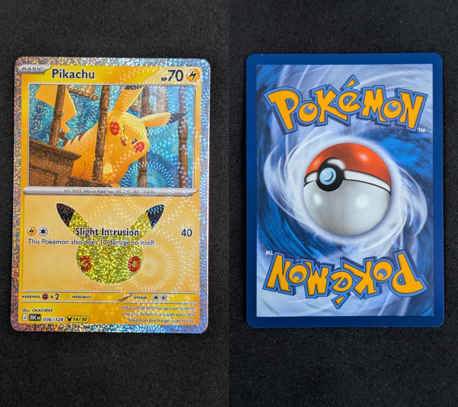 Pikachu 036/128 Holo Pikachu Rare ME: 30th Celebration Pokemon Near Mint