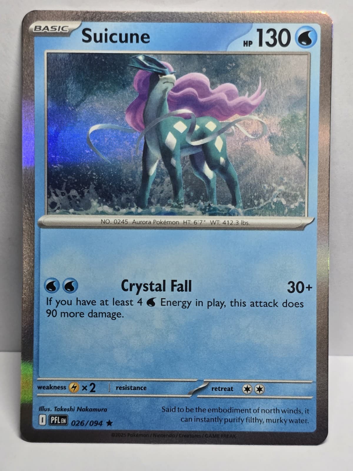 Pokemon TCG Suicune 26/94 Phantasmal Flames Holo NM