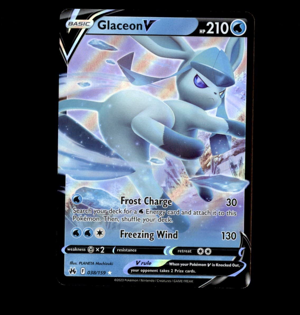 Glaceon V 038/159 Holo Ultra Rare Crown Zenith Pokemon Near Mint