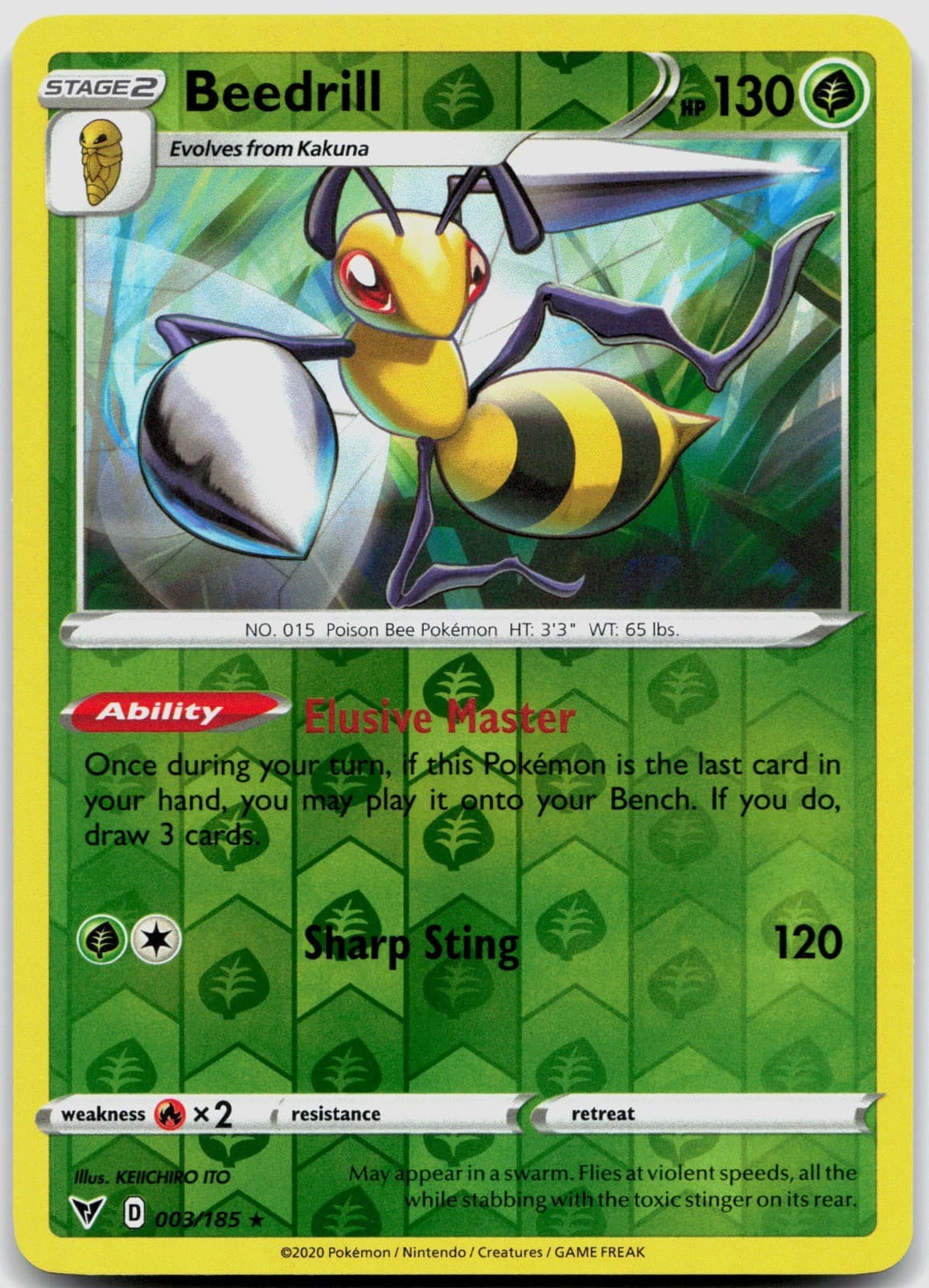 Beedrill 003/185 SWSH04: Vivid Voltage POKEMON TCG Rare