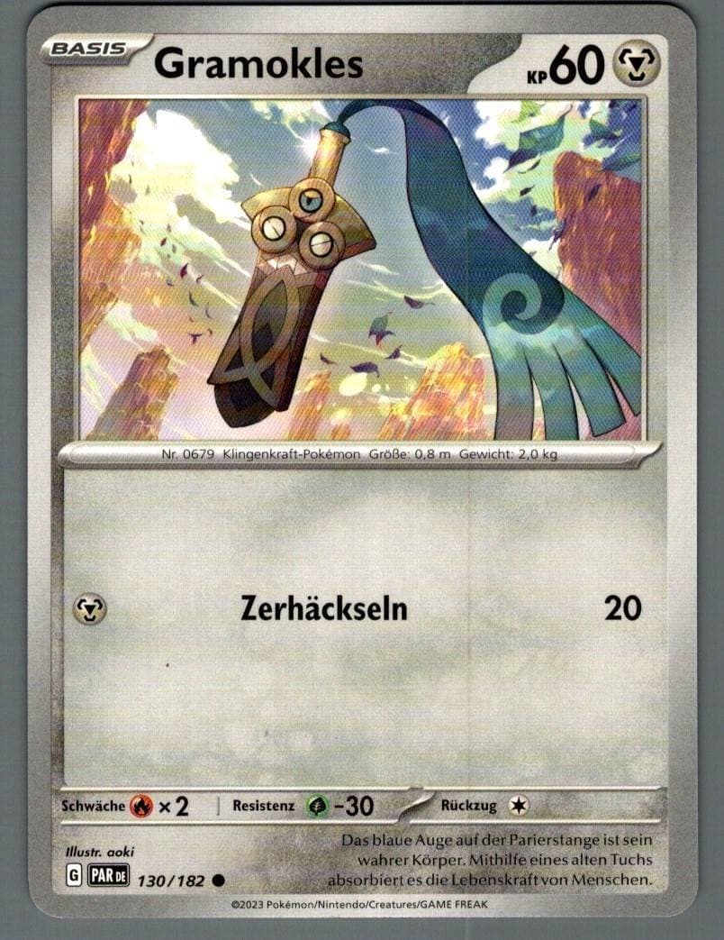 Pokemon Gramokles 130/182 Paradoxrift (PAR) Common Deutsch