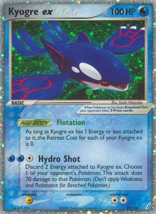 Pokemon Kyogre ex 95/100 Holofoil MP EX Crystal Guardians Ultra Rare