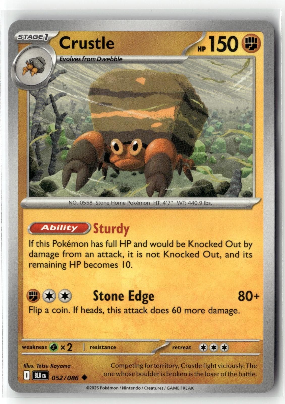 Crustle 052/086 Uncommon Black Bolt Pokemon NM