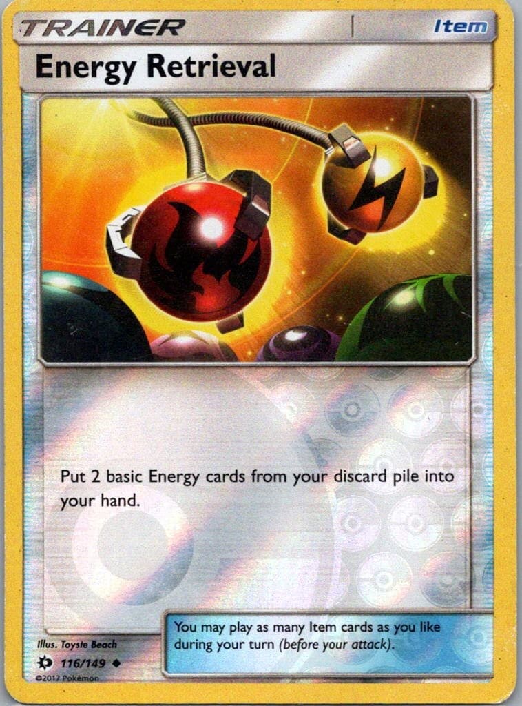 Pokemon TCG Energy Retrieval 116/149 Sun Moon Rev Holo LP