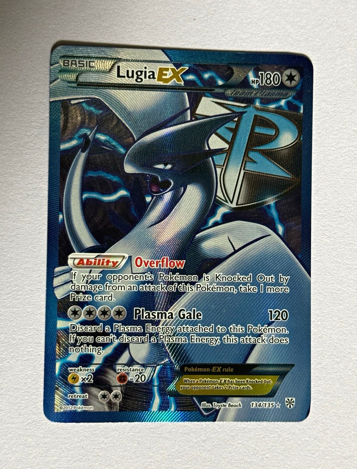 Pokemon Lugia EX Team Plasma Full Art Holo Ultra Rare 134/135 Plasma Storm