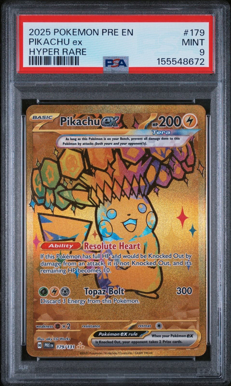 Pikachu ex PRE Hyper Rare Gold #179/131 PSA MINT 9