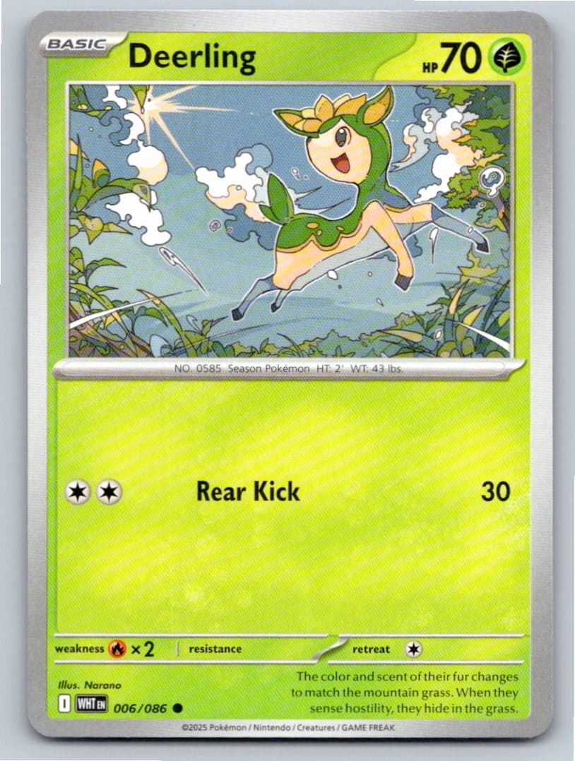 2025 POKEMON DEERLING WHITE FLARE 006/086 C NM A55985 FREE S&H
