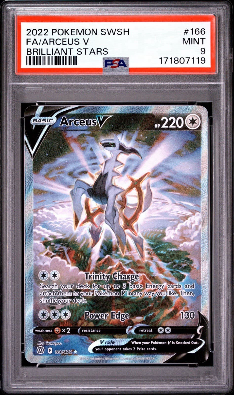 PSA 9 Arceus V (Alternate Full Art) 166/172 Pokemon Swsh09: Brilliant Stars MINT