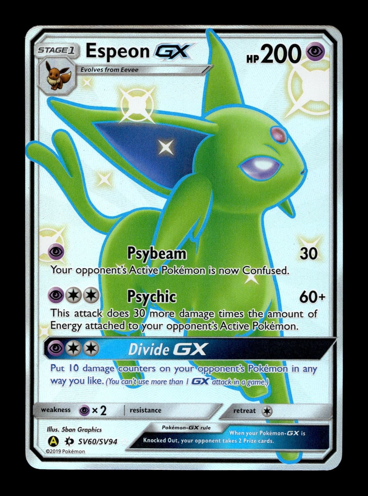 Espeon GX Hidden Fates: Shiny Vault #SV60 (2017) Holo NM Pokemon