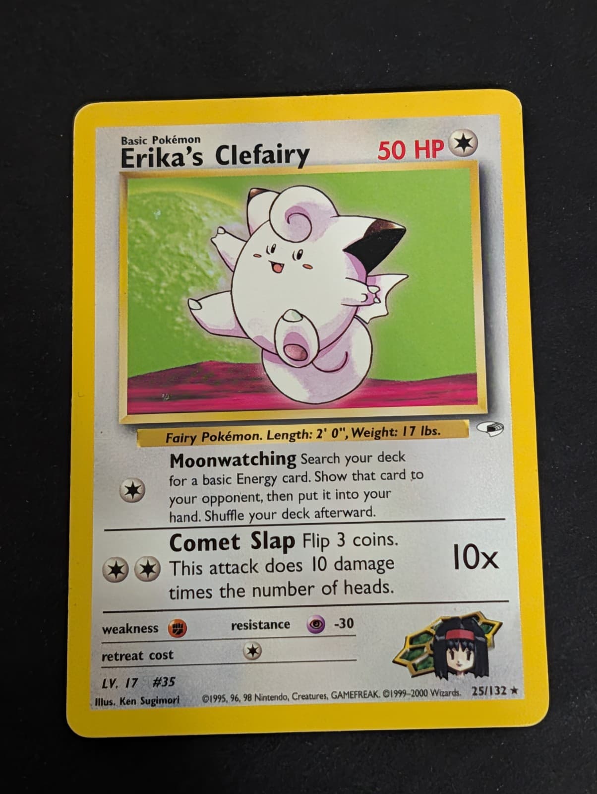 Erika’s Clefairy 25/132 Gym Heroes Pokemon 2000 WOTC Non-Holo Rare LP