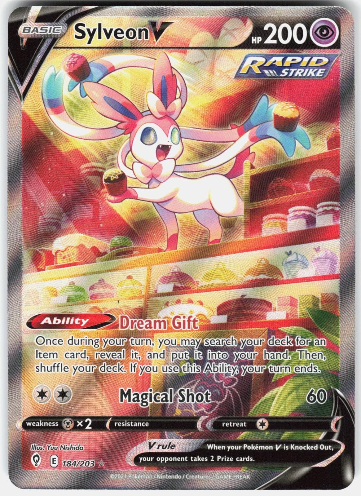 Pokemon Sylveon V 184/203 Ultra Rare Evolving Skies Pokemon Holo Near Mint