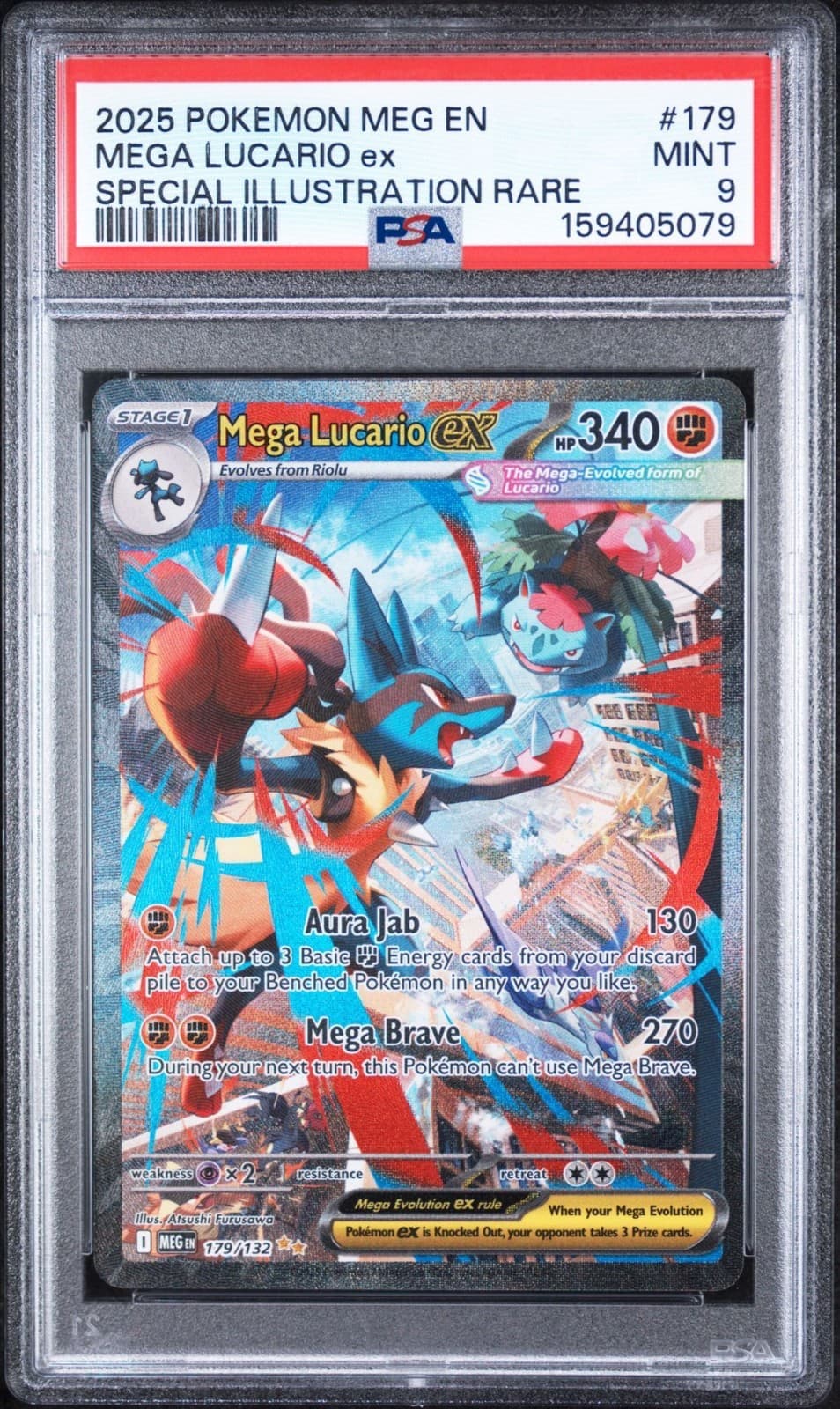 Pokémon TCG Mega Lucario ex #179/132 SIR Special Illustration Rare PSA 9 Mint