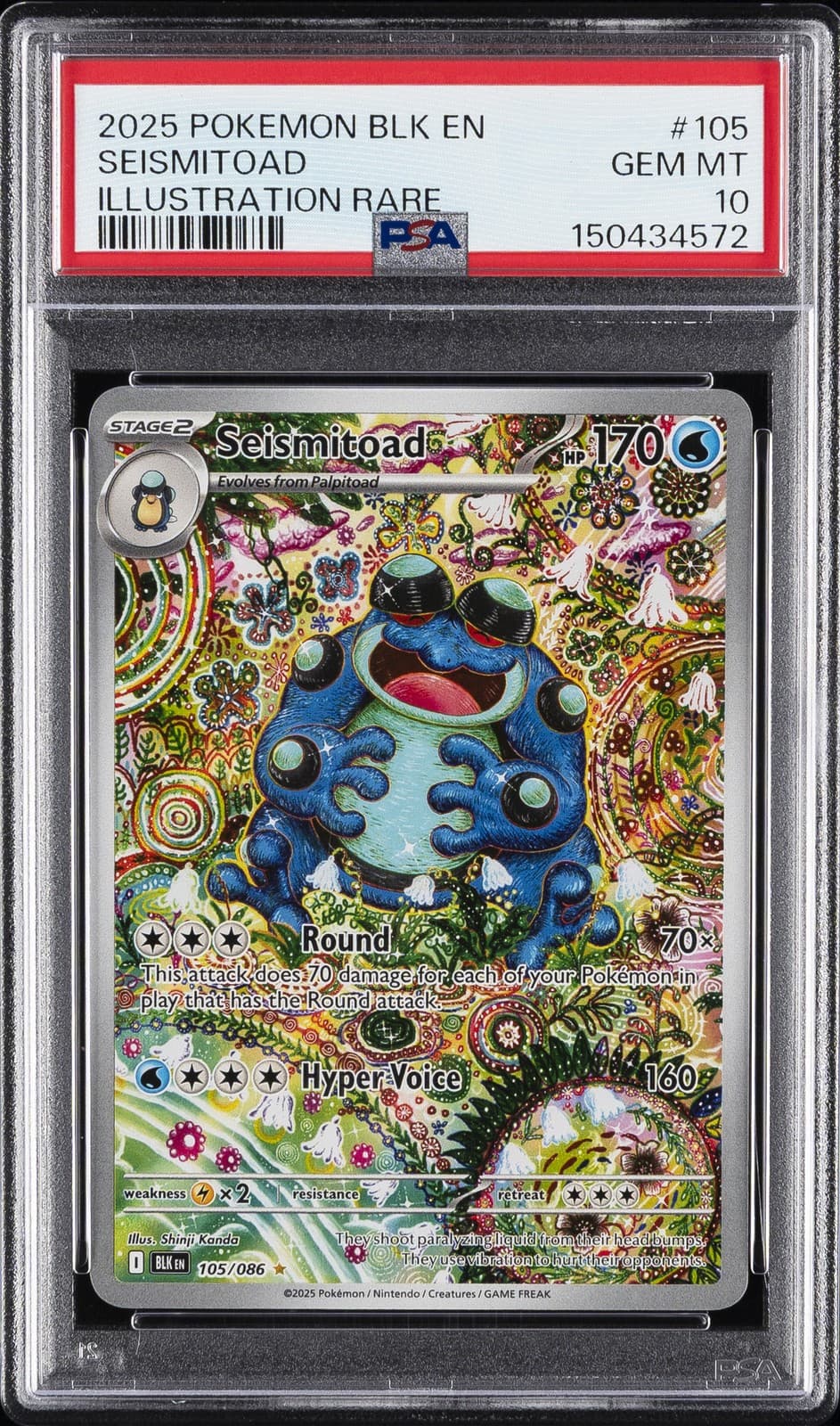 2025 POKEMON BLK EN-BLACK BOLT ILLUSTRATION RARE #105 SEISMITOAD PSA 10