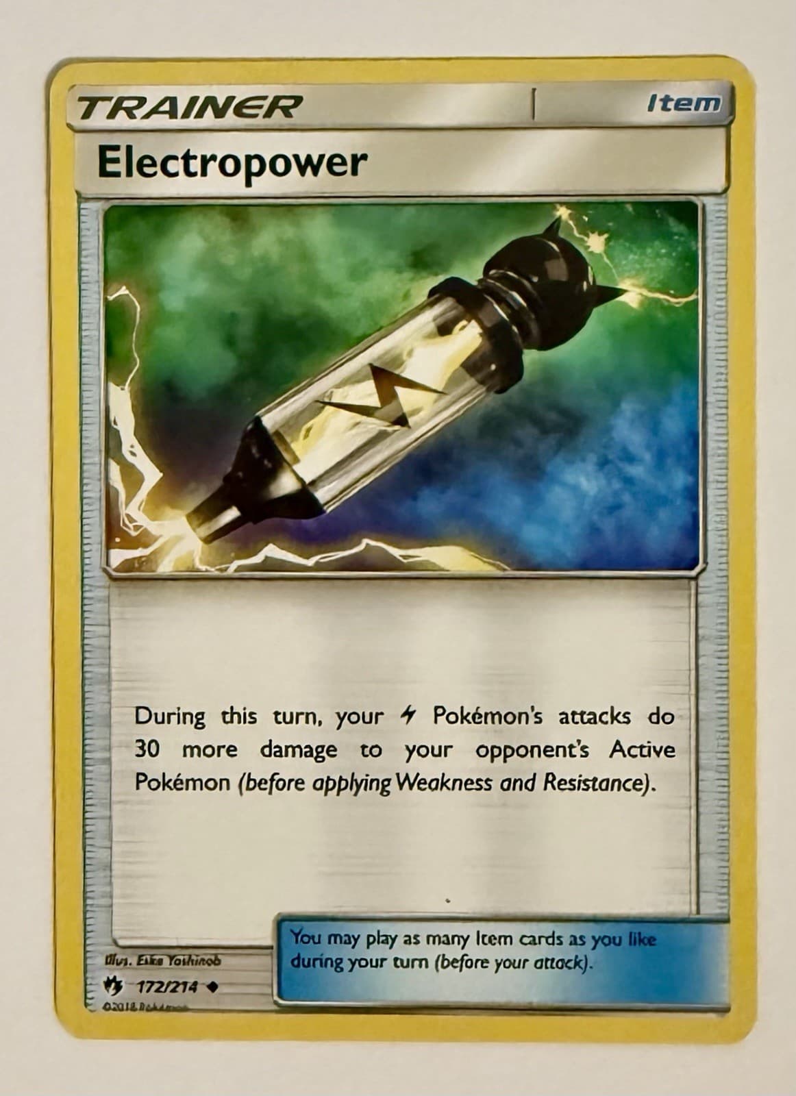 Electropower 172/214 Uncommon Lost Thunder Pokemon Lightly Played